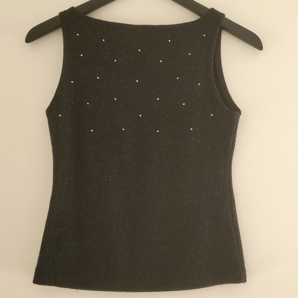 Acrylic &Wool Sparkling Black Sleeveless Top